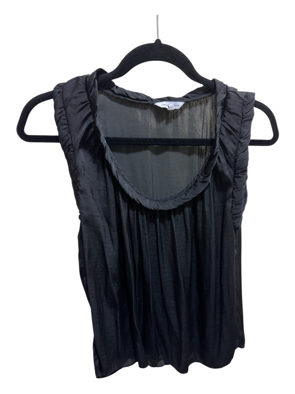 Black Ruffle-Trim Sleeveless Top Womens Small